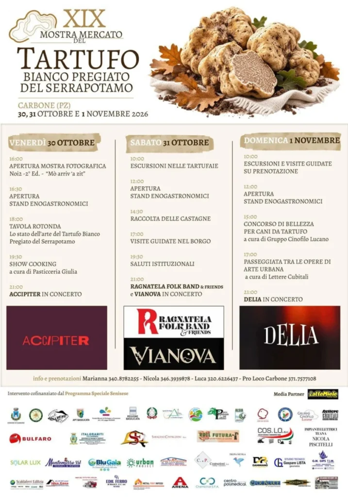 Mostra Mercato del Tartufo Bianco del Serrapotamo 2026 a Carbone
