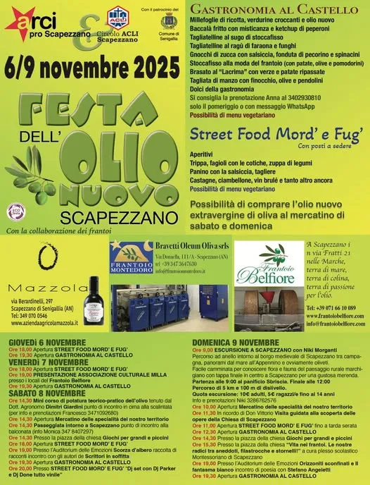 Festa dell’Olio Nuovo Novembre 2025 a Scapezzano