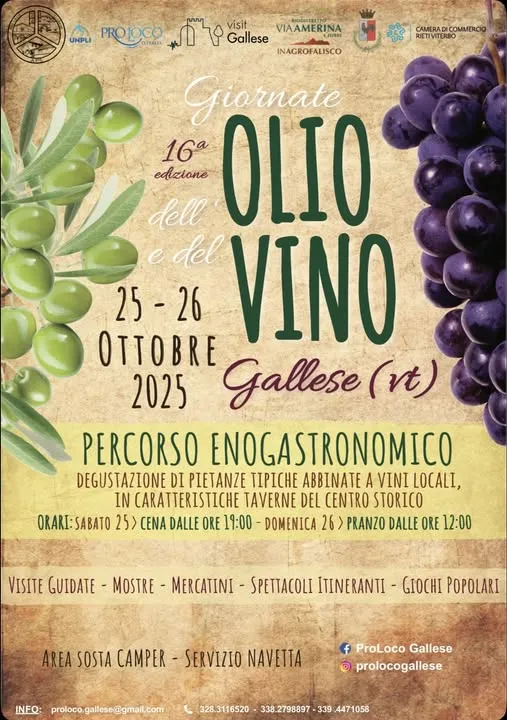 Giornate dell’Olio e del Vino Novembre 2026 a Gallese