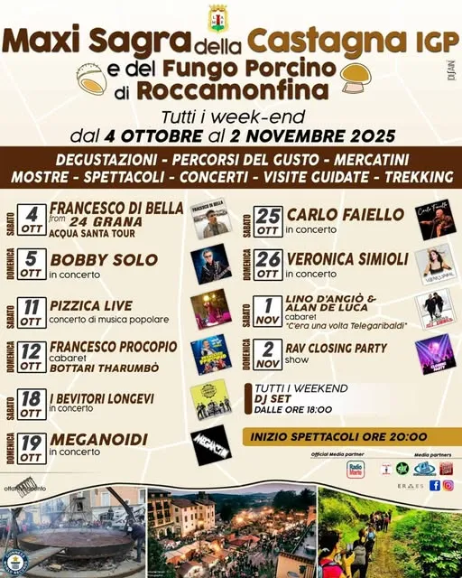 Sagra della Castagna IGP e del Fungo Porcino a Roccamonfina 2026