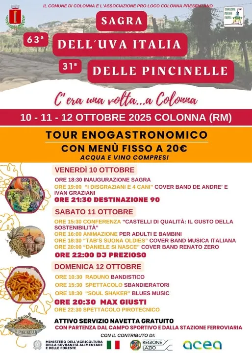 Sagra dell’Uva Italia e delle Pincinelle Ottobre 2025 a Colonna