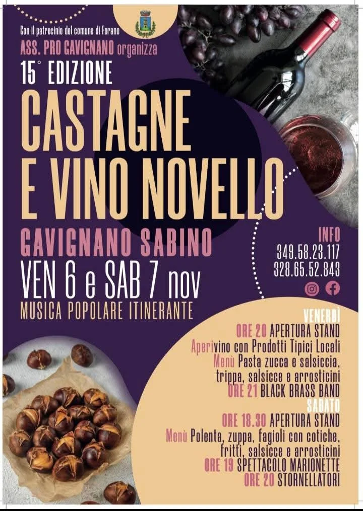 Castagne e Vino Novello a Gavignano Sabino 2026