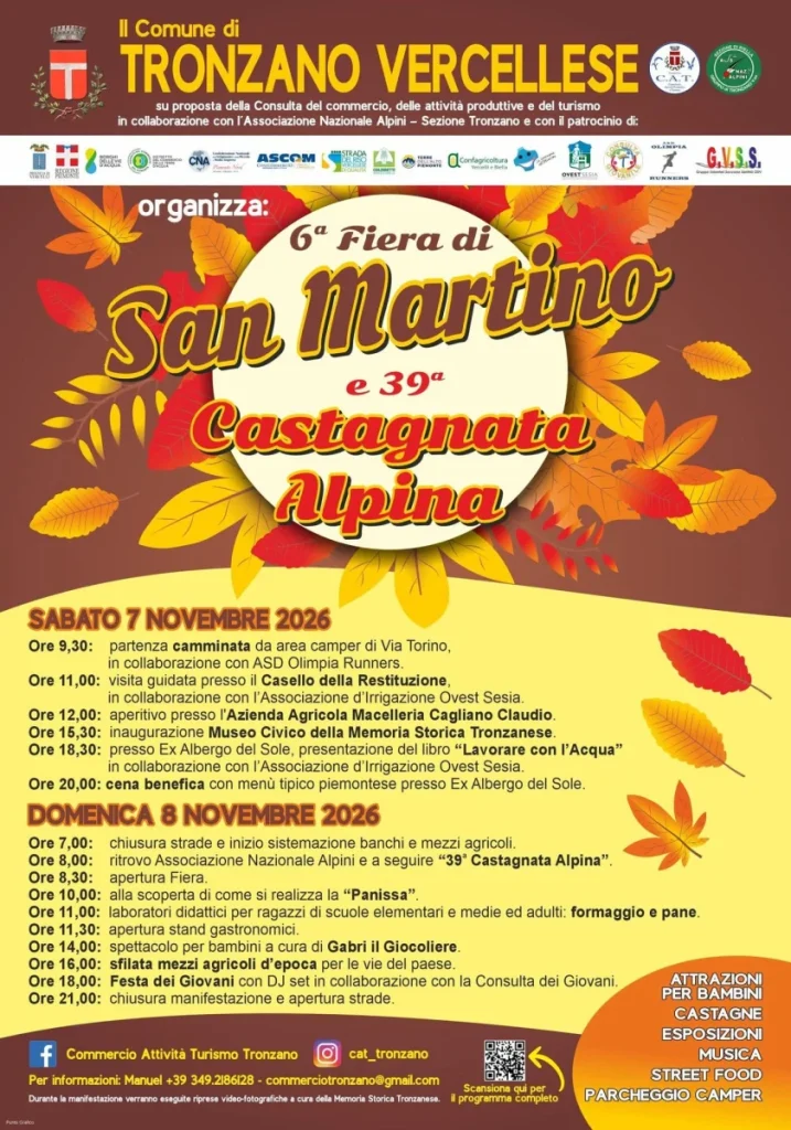 Fiera di San Martino e Castagnata Alpina a Tronzano Vercellese 2026