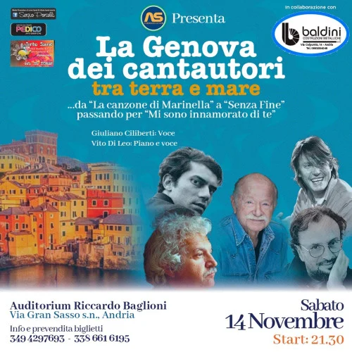 Evento a Andria: La Genova dei cantautori 2026