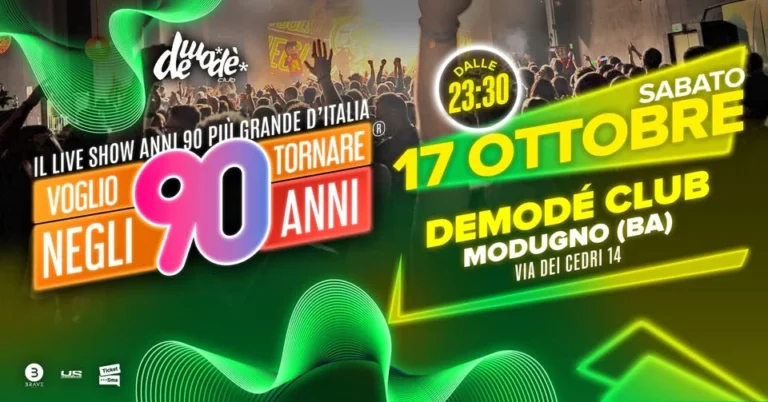 Voglio Tornare Negli Anni 90 a Modugno 2026