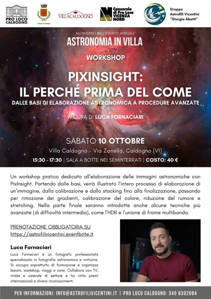 PixInsight: il perché prima del come a Villa Caldogno 2026