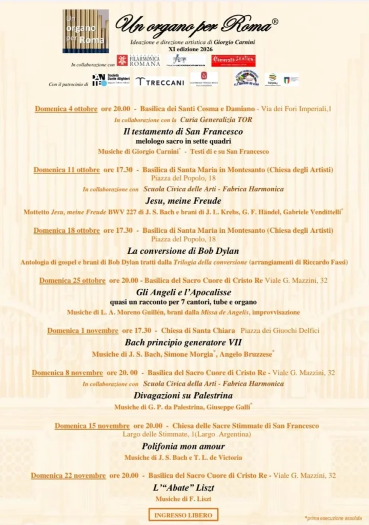Divagazioni su Palestrina a “Un organo per Roma” 2026