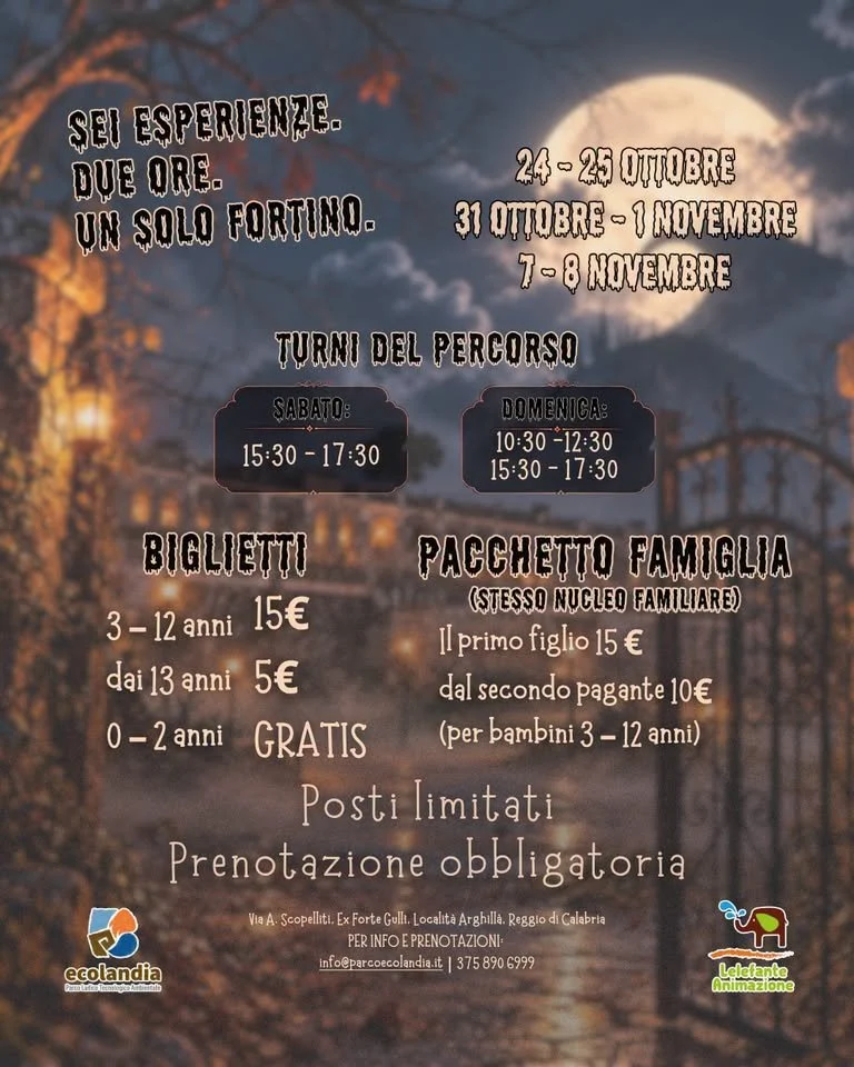 Halloween al Fortino di Ecolandia a Reggio Calabria 2026