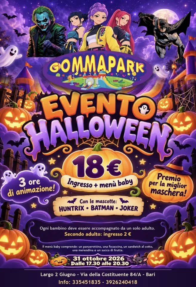 Halloween al Gommapark di Bari 2026