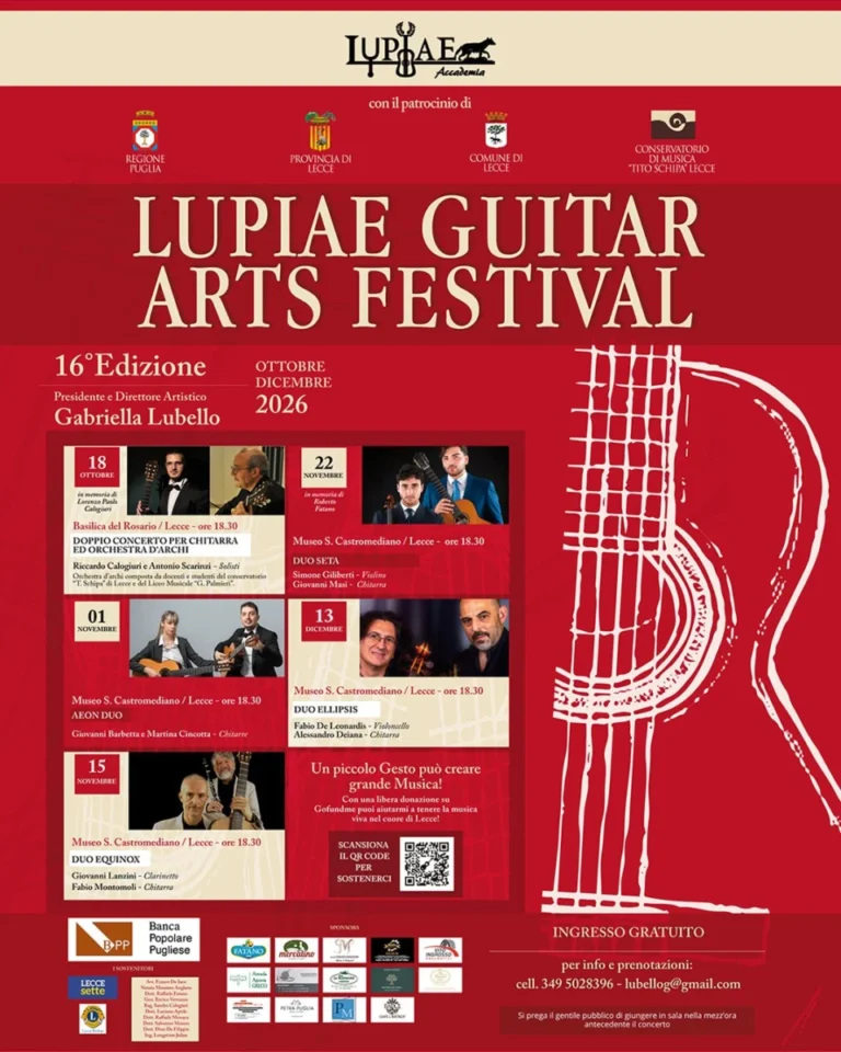 Lupiae Guitar Arts Festival 2026 a Lecce