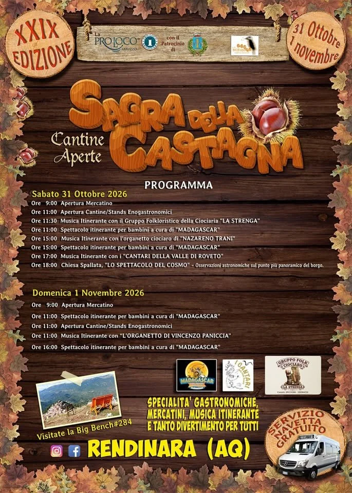 Sagra della Castagna Cantine Aperte a Rendinara 2026