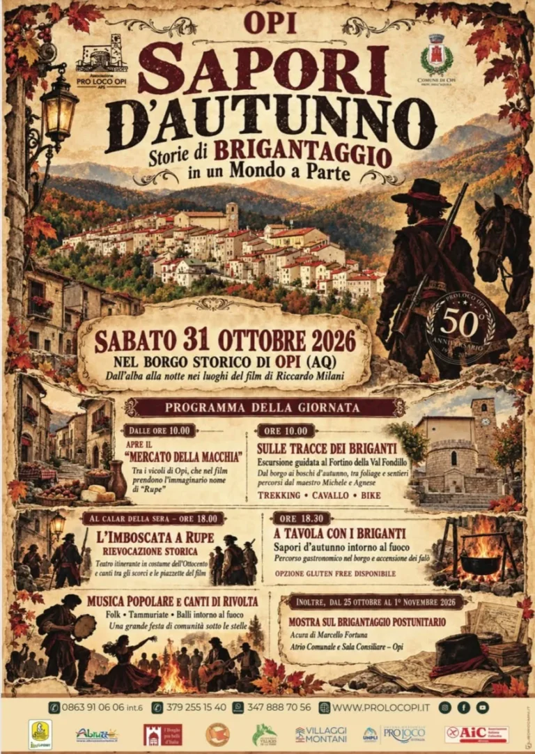 Sapori d’Autunno, storie di brigantaggio a Opi 2026
