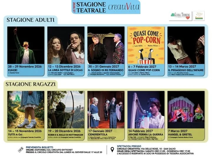 Stagione Teatrale 2026/27 al Circolo CreatiVita di San Salvo