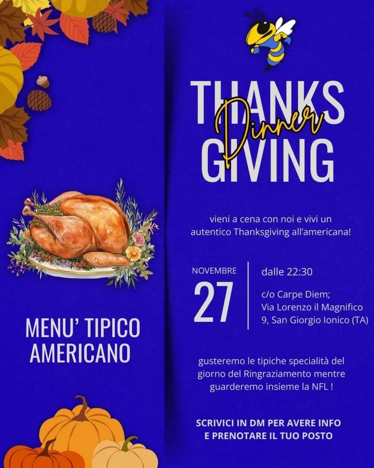 Thanksgiving Dinner al Carpe Diem di San Giorgio Ionico 2026