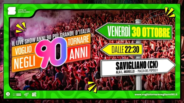 Evento anni ’90 a Savigliano 2026
